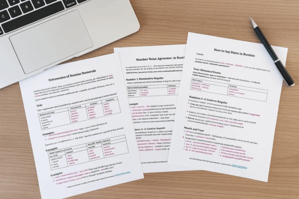 Russian Numbers Cheatsheet Bundle